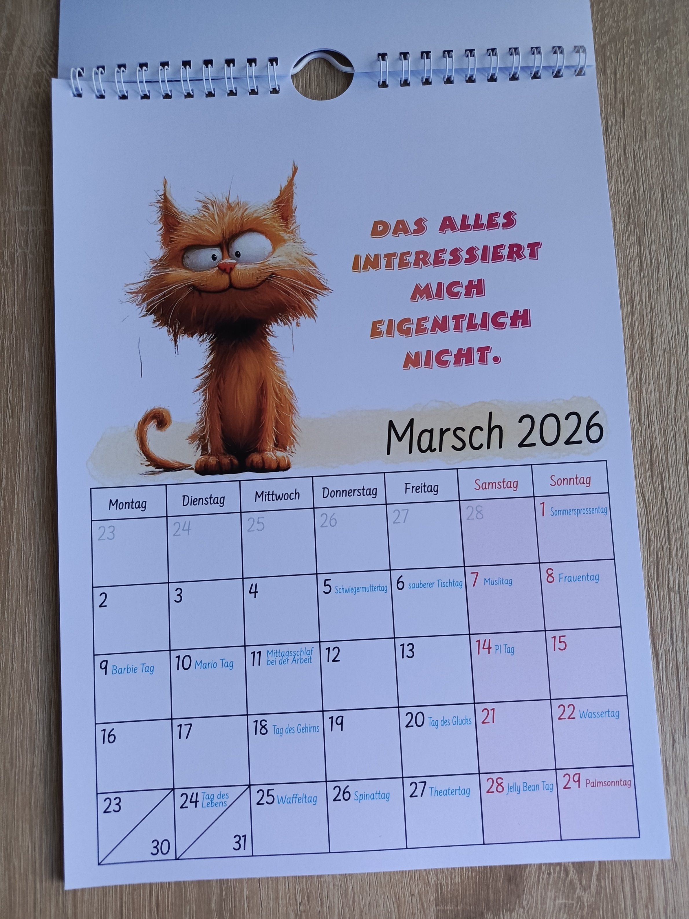 Kalendarz A4 na ścianę - po niemiecku