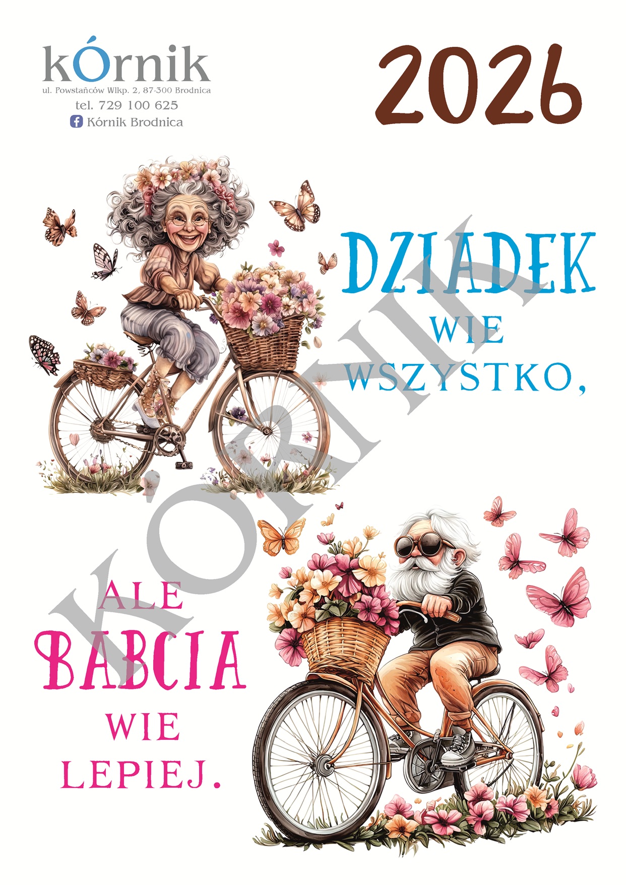 Kalendarz A4 na ścianę BABCIA I DZIADEK